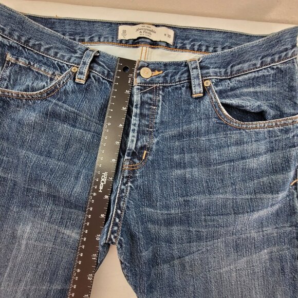 Abercrombie & Fitch Jeans Women's 10/30 Blue Mid Rise Button Fly Straight Distr - Picture 7 of 12